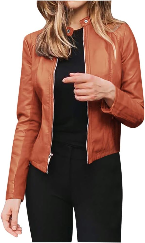 Amazon | ノーカラー レザージャケット レディース 革